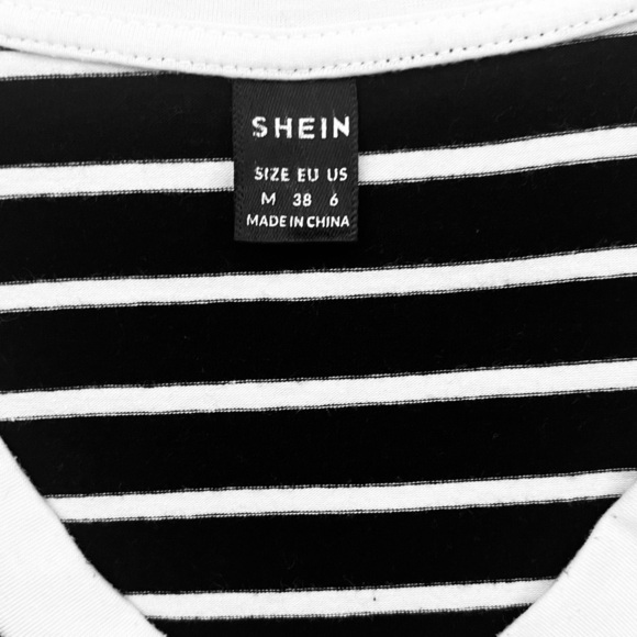 SHEIN cardigan retro fitted black white striped mini dress V-neck short sleeve S - Picture 9 of 13